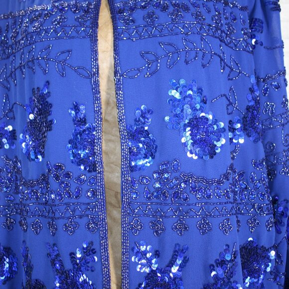 DRAPER'S & DAMON'S Jacket Sequin Beaded Evening Formal Royal Blue Plus Size 1X - Picture 3 of 15